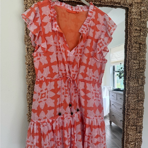 Oliphant Dresses & Skirts - Oliphant Coral and White Floral Midi Dress